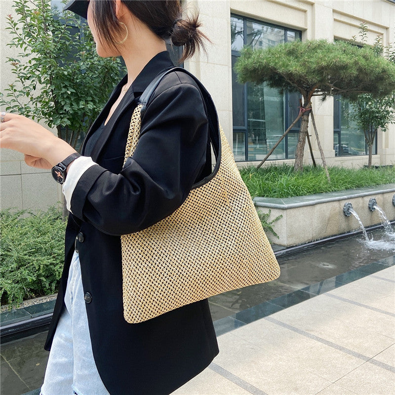 Large Capacity Woven Rattan Shoulder Bags for Women