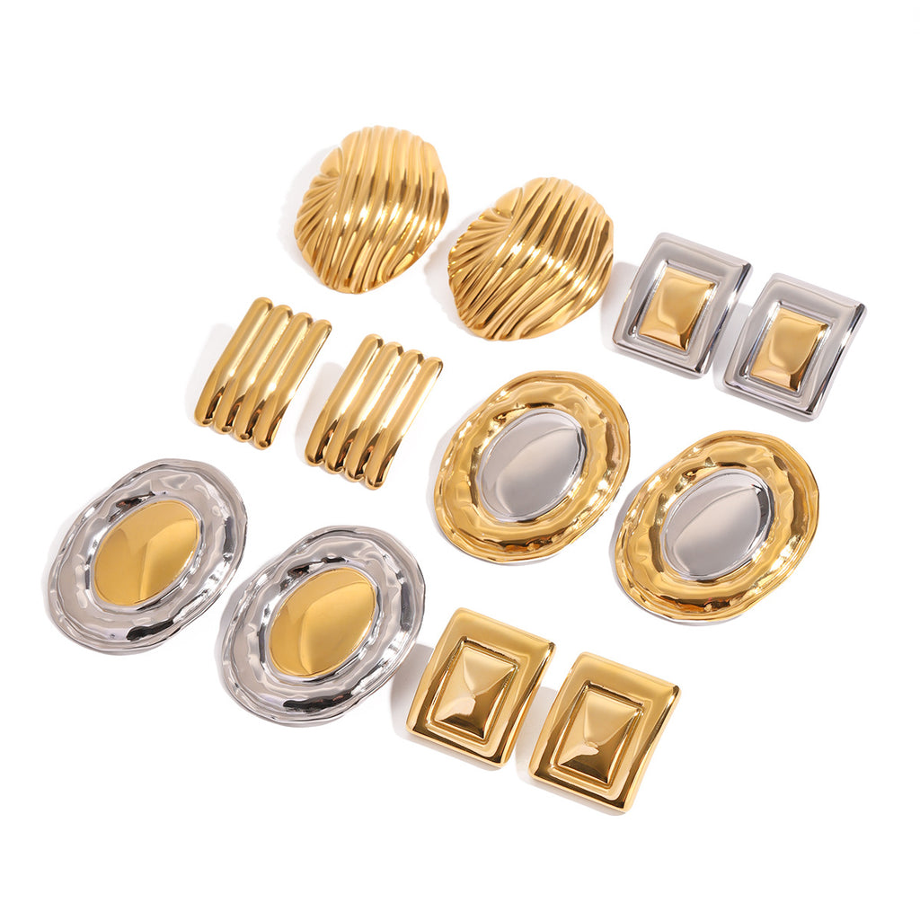 Stainless Steel Opal Stone Ear Studs Titanium Steel Ear Rings