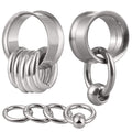 BOKABOO 2 Pcs Ear Plugs Tunnels with 10 Pcs Stacked Rings and 2 Pcs Beads Stainless Steel Ear Gauges 7/8 Gauges for Ears Silver Surgical Steel Ear Stretcher Expander Body Jewelry