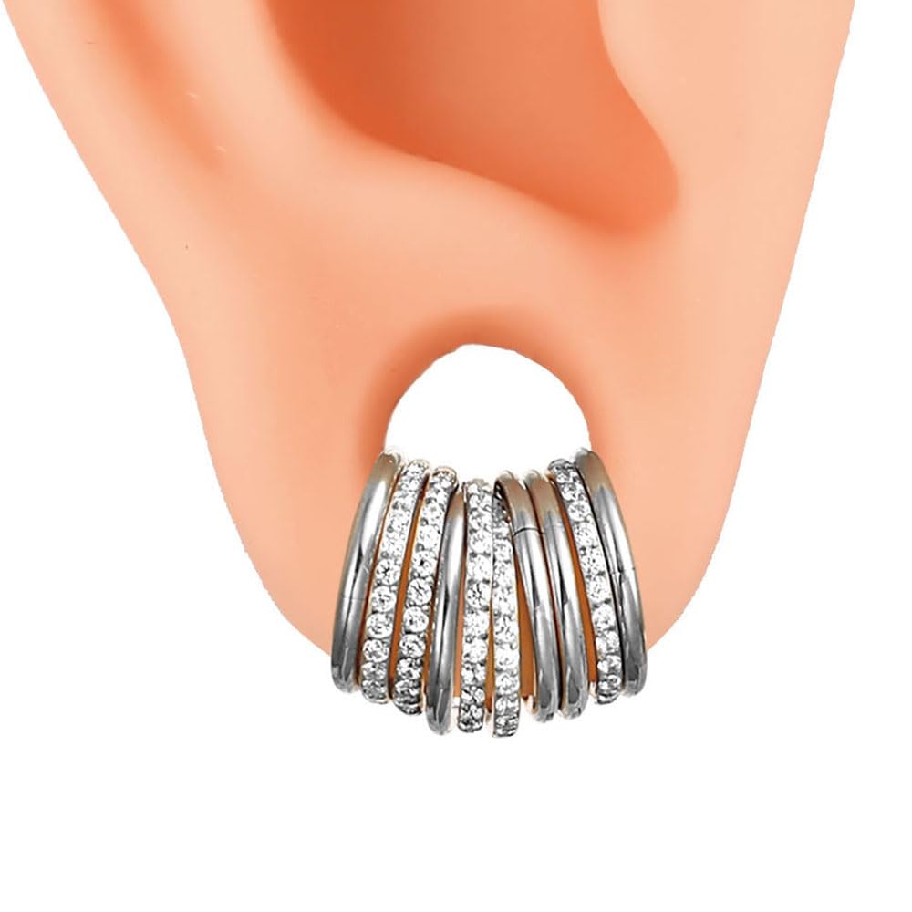 Casvort 10 PCS 16G 10mm Seamless Septum Nose Piercing Rings Segment Tragus Hoop Rings 316 Stainless Steel Mixed Helix Ring Stacks Clickers Ear Hangers Body Jewelry